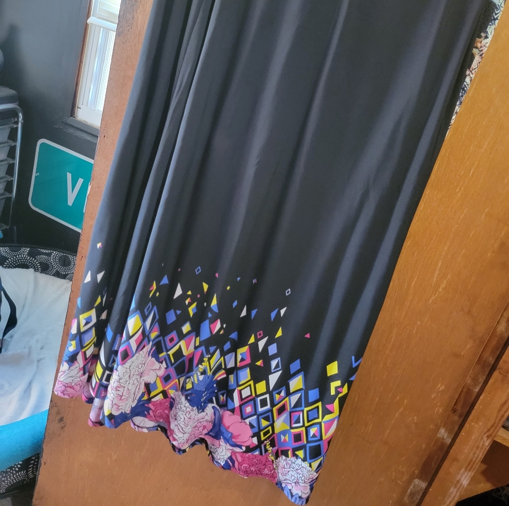 Lularoe L Dipped Maxi Skirt- Floral